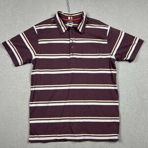 The North Face Short Sleeve Polo Shirt Mens L Burgundy Stripes Outdoors Casual